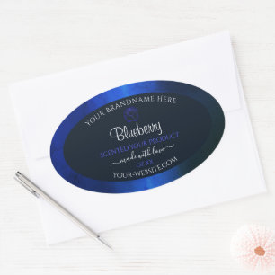 Sticker Ovale Élégant Motif de marbre bleu de produits floraux