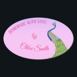 Sticker Ovale Élégant Peacock Fête des mariées Produits cuits<br><div class="desc">Élégant Fête des mariées Peacock Marchandises cuites #élégant #paciock #Bridalshower #bakedproducts #sticker #mariage #pin #blue</div>