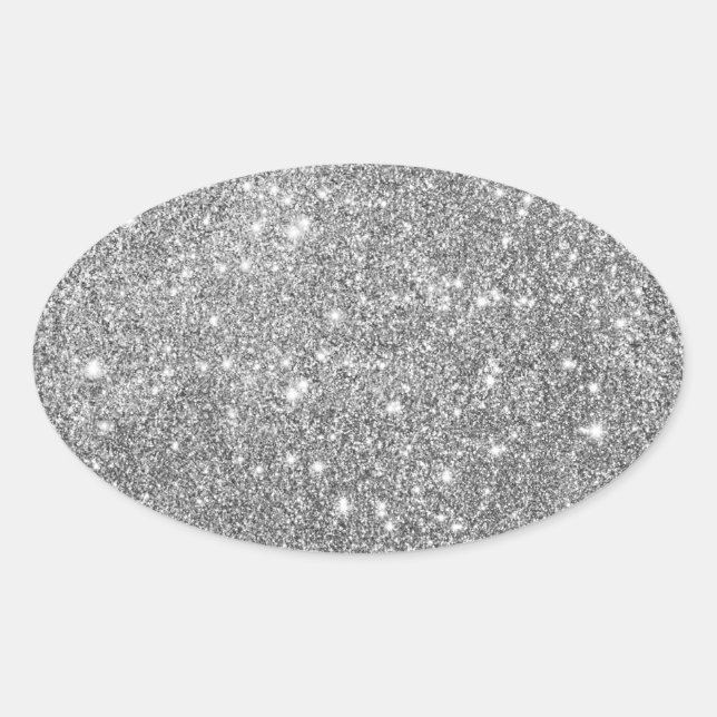 Sticker Ovale Elegant Silver Glitter (Devant)