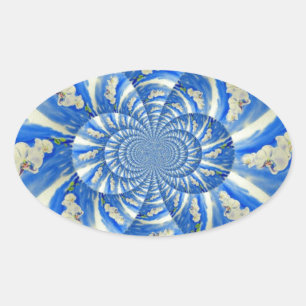 Sticker Ovale Elégante peinture à l'aquarelle d'orchidée blanche