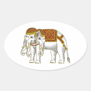 Sticker Ovale Elephant blanc thaïlandais Erawan
