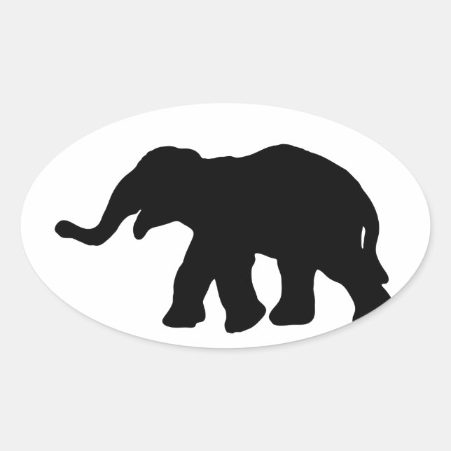 Sticker Ovale Eléphant noir (Devant)