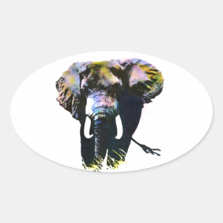 Sticker Ovale Eléphant Pop Art