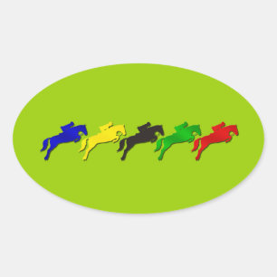 Sticker Ovale Élevage équestre et spectacle saut cheval