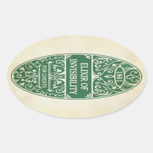Sticker Ovale Élixir verte d'autocollant de breuvage magique