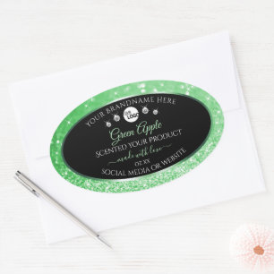 Sticker Ovale Emerald Green Parties scintillant Black Product Ét