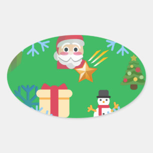 Sticker Ovale emoji de Noël vert