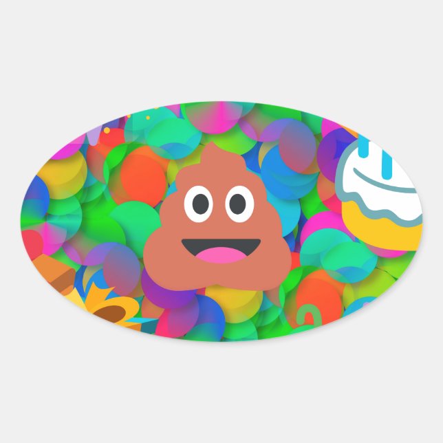Sticker Ovale emoji joyeux pod'anniversaire (Devant)