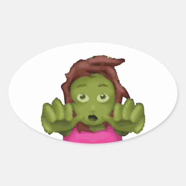 Sticker Ovale emoji zombie femme (Devant)