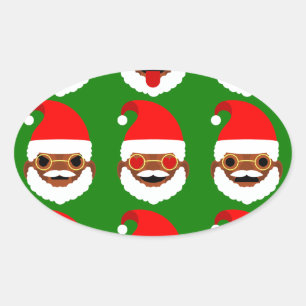 Sticker Ovale émoticônes de père Noël