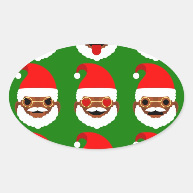 Sticker Ovale émoticônes de père Noël (Devant)