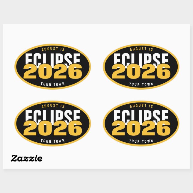Sticker Ovale Emplacement de surveillance de l'éclipse 2026 pers (Feuille)