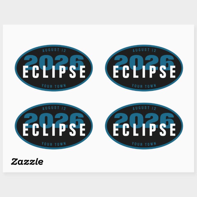 Sticker Ovale Emplacement de surveillance de l'éclipse de 2026 p (Feuille)