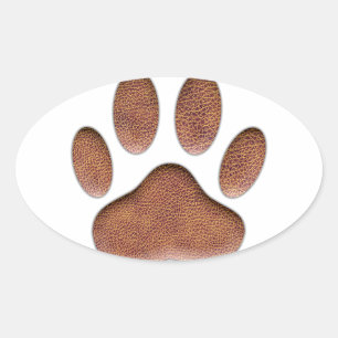 Sticker Ovale Empreinte de patte de chien de Texture en cuir