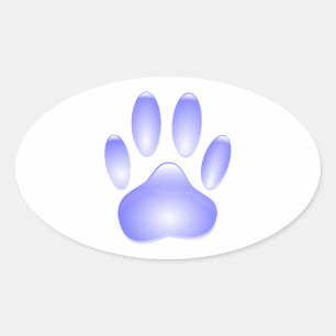 Sticker Ovale Empreinte de patte de chien de verre
