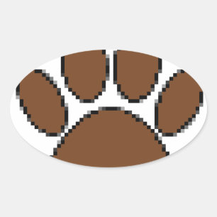 Sticker Ovale Empreinte de patte Pixel Dog