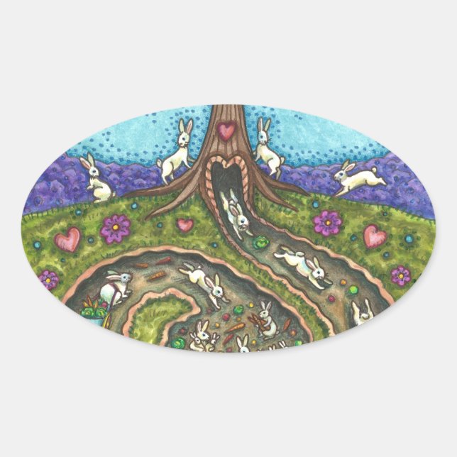 STICKER OVALE EN BAS DU TROU DE RABBIT, CARROT WILLOE TREE FOLK  (Devant)