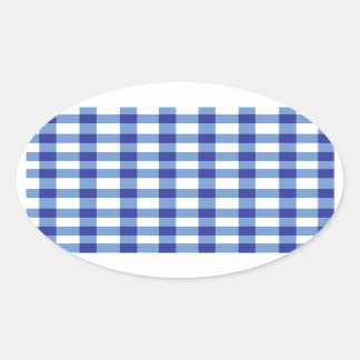 Sticker Ovale En vichy bleu