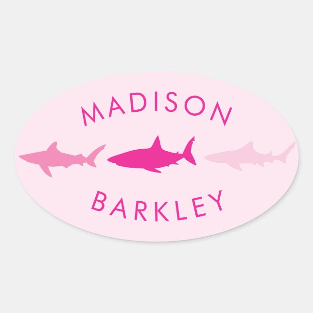Sticker Ovale Enfants mignonnes de requin (Devant)