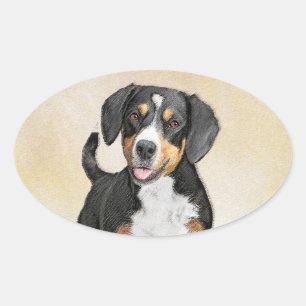 Sticker Ovale Entlebucher Mountain Dog Peinture - Art original