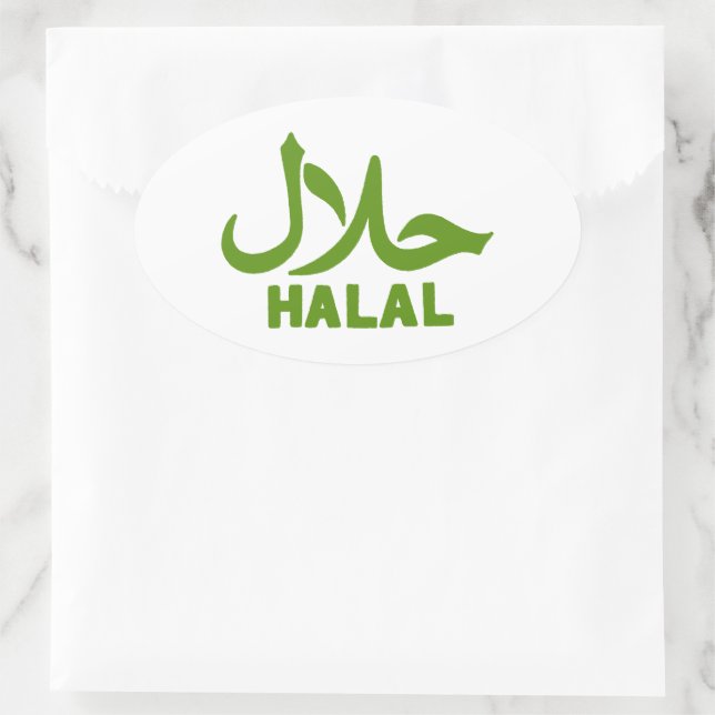 Sticker Ovale Entreprise Halal anglais arabe (Sac)