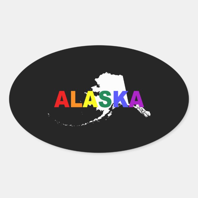 Sticker Ovale État arc-en-ciel de l'Alaska 2 (Devant)
