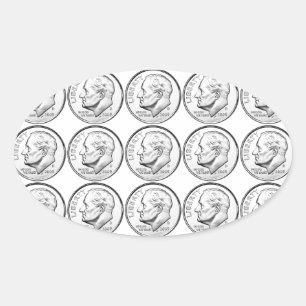 Sticker Ovale États-Unis Roosevelt Dime