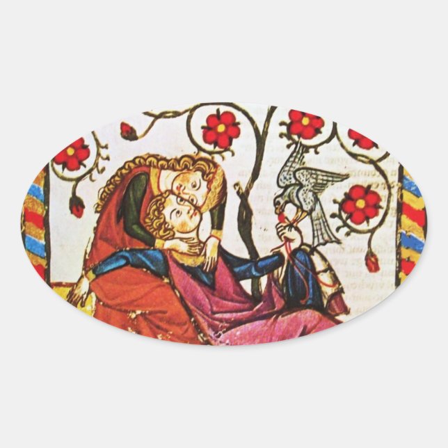 STICKER OVALE ETERNEL LOVE VALENTINE'S DAY OVAL PARCHMENT (Devant)