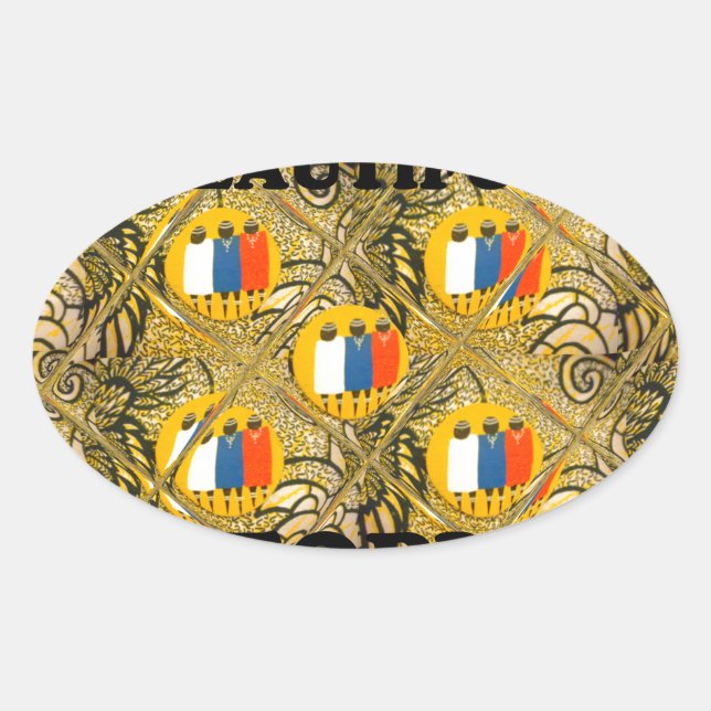 Sticker Ovale Ethnic African Art Design Imprimer : Beautiful Peo (Devant)