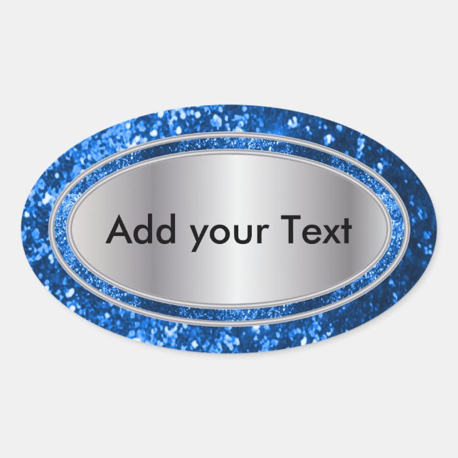 Sticker Ovale Étincelles Bleues Glitterie (Devant)