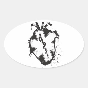 Sticker Ovale étoile de coeur anatomique de la vie