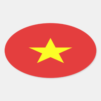 Sticker ovale étoile jaune drapeau du Vietnam