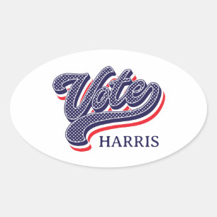 Sticker Ovale Étoiles et tripes électorales personnalisées
