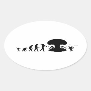 Sticker Ovale Évolution de l'Homme et du Cafard Tableau d'évolut