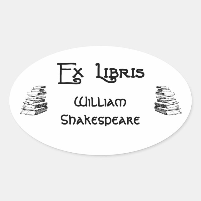 Sticker Ovale Ex Libris Deco Lettres Livres Livres Livres person (Devant)