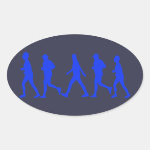 Sticker Ovale Exécution De L'Exercice De Jogging