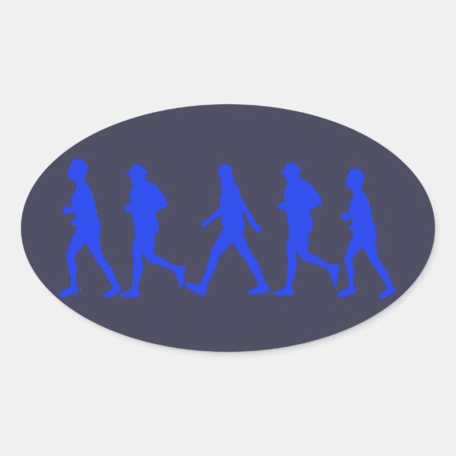 Sticker Ovale Exécution De L'Exercice De Jogging (Devant)