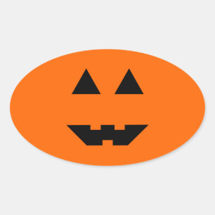 Sticker Ovale Face Citrouille Halloween
