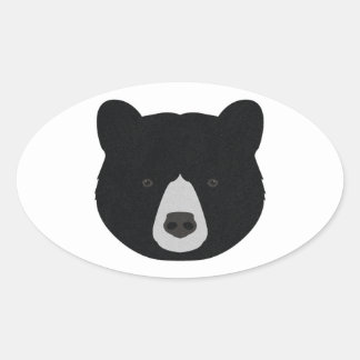 Sticker Ovale Face de l'ours noir
