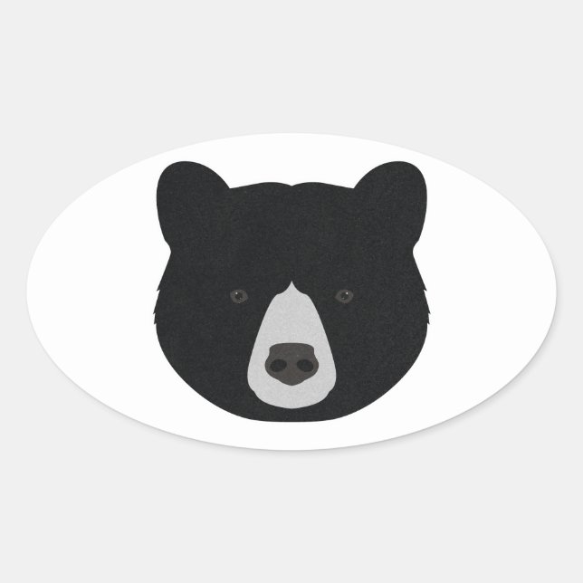 Sticker Ovale Face de l'ours noir (Devant)