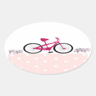 Sticker Ovale Faire du vélo pour une bicyclette rose pour une gu