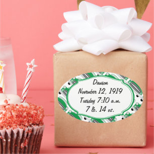 Sticker Ovale Faire-part de voiture Sweet Green Retro