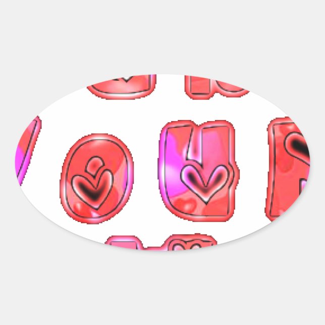 Sticker Ovale Faites votre propre coeur Art Design d'impression (Devant)