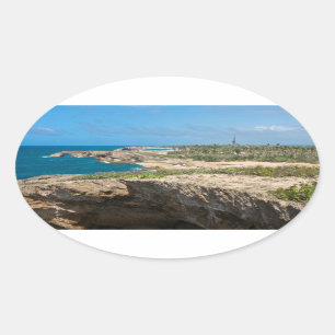Sticker Ovale Falaises côtières et plages à Cueva del Indio