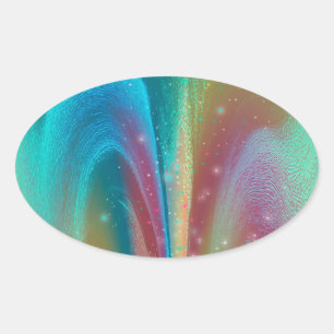 Sticker Ovale Fantaisie de galaxie de nébuleuse en explosion Art