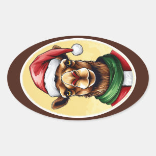 Sticker Ovale Favoris de Noël animal amusant - Camel 1