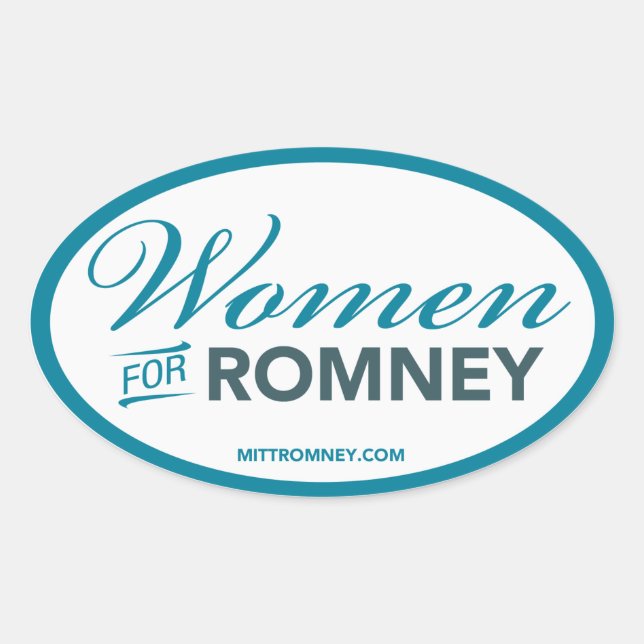 Sticker Ovale Femmes Pour Mitt Romney 2012 (Sticker Oval Blanc) (Devant)