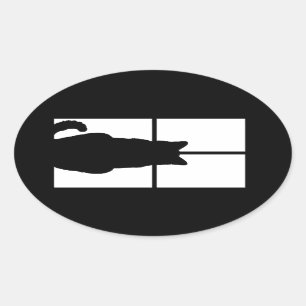 Sticker Ovale Fenêtre Cat Cliquez pour Customiser la couleur D