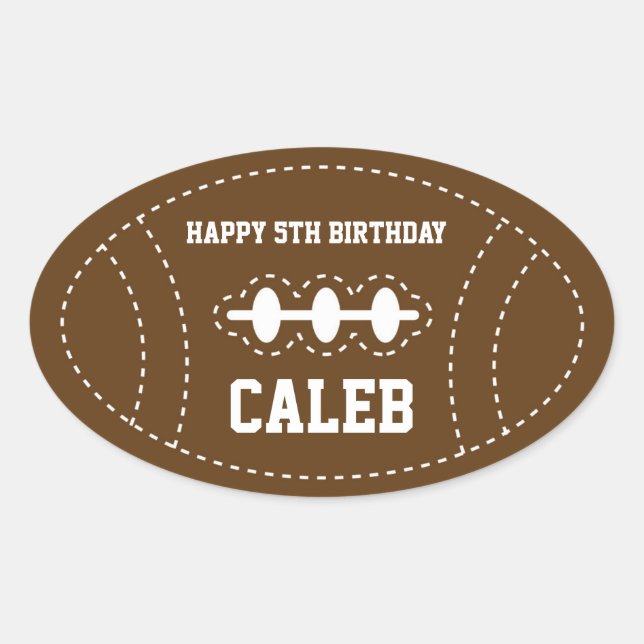 Sticker Ovale Fête d'anniversaire de Baby Shower de football piq (Devant)