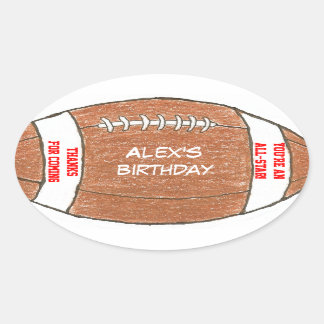 Sticker Ovale Fête d'anniversaire de football en faveur du étiqu